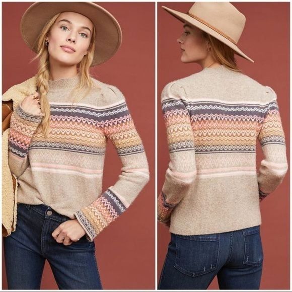 Anthropologie Sweaters - Anthropologie Ett Twa Fair Isle Fargo Wool Alpaca Blend Sweater Knit Top